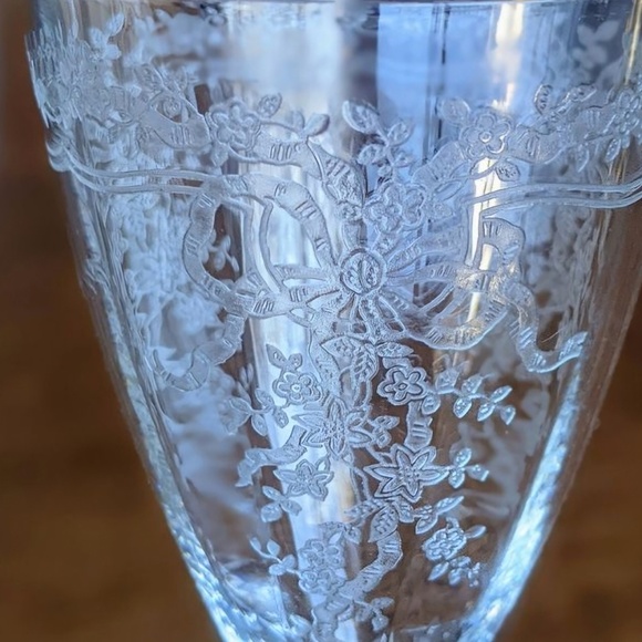 1940's Vintage Rare - Fostoria Azure June Blue Crystal Footed Glass Sets - Picture 4 of 6